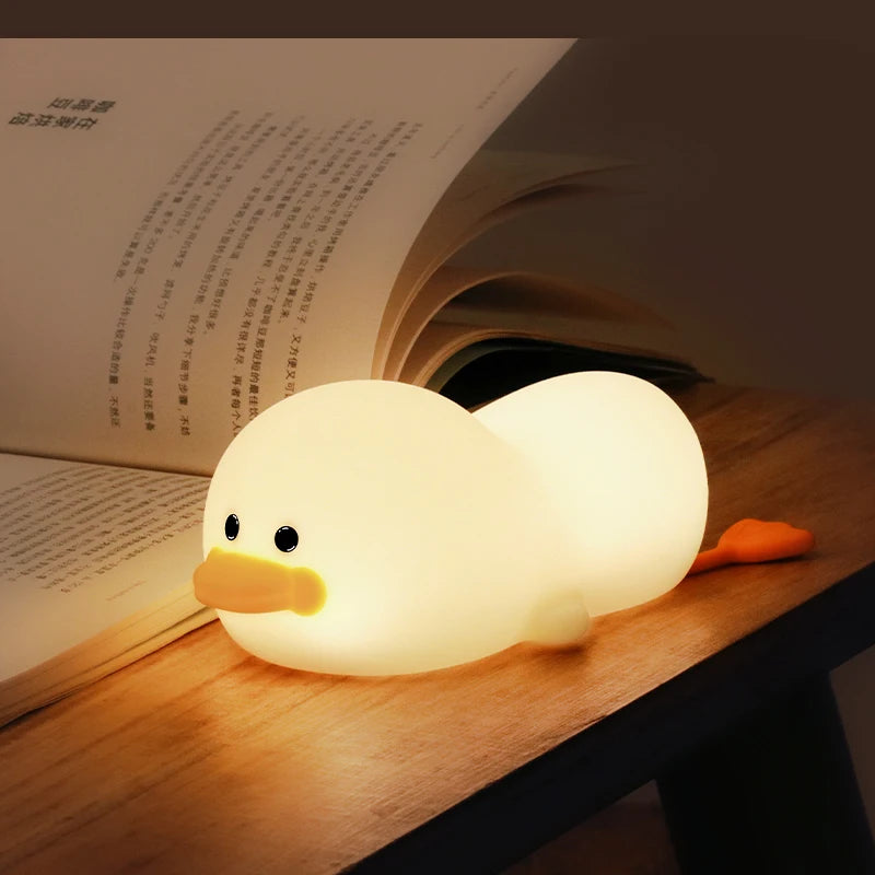 Creative Cartoon Children's Bedroom Bedside Lamp Silicone Lamp USB Charging Patting Duck Night Lamp
