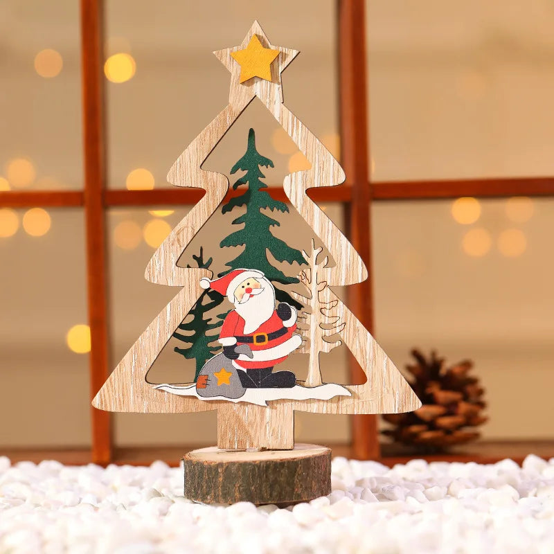 Manufacture Wooden Christmas Tree Indoor Christmas Decoration Xmas Gifts Table Centerpiece Wood Xmas Tree Decor