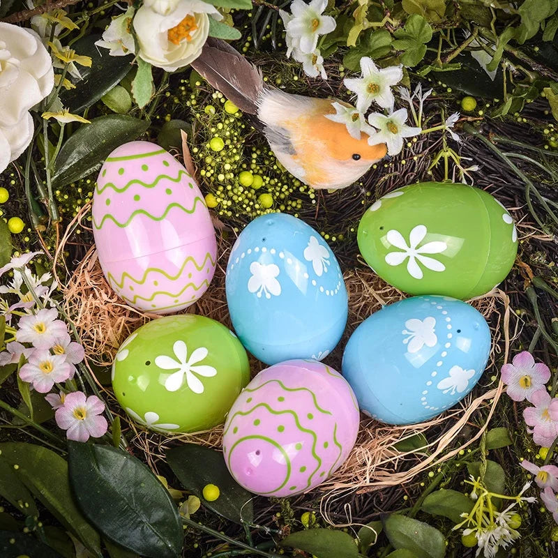 EAGLEGIFTS Happy Easter Decor Pink White Eggs Flowers Kids Gift Set Easter Decorative Ornament for Home Decoration