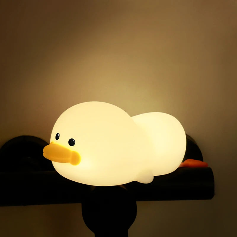 Creative Cartoon Children's Bedroom Bedside Lamp Silicone Lamp USB Charging Patting Duck Night Lamp