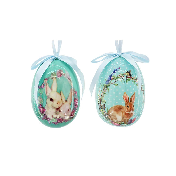 Customized Rabbit Pattern Mini Easter Egg Ornaments Polyfoam Crafts for Easter Home Decorations Party Decorations