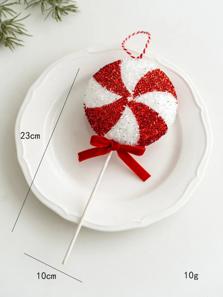 Plush lollipop Christmas tree ornament small size