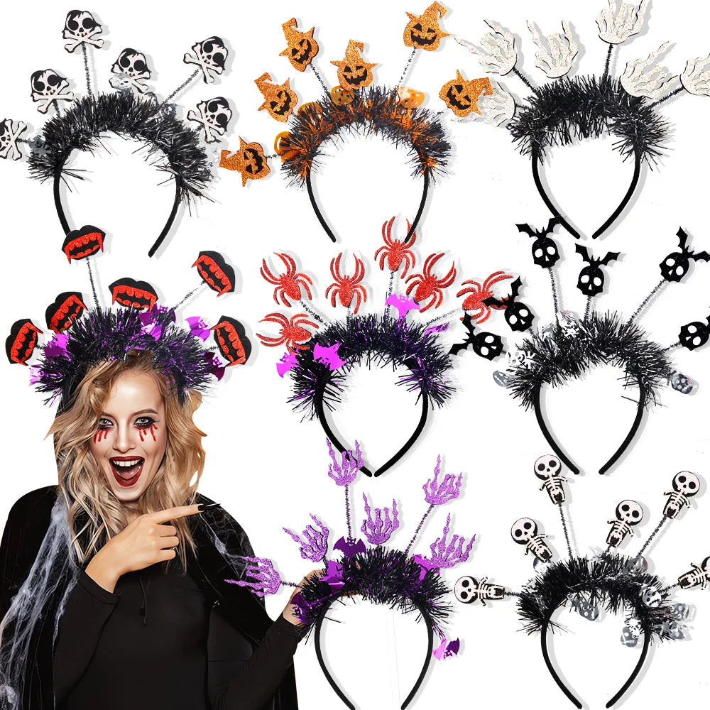 Halloween Pumpkin Vampire Spider Skulls Skeleton Hands Party Radial Hair Hoop