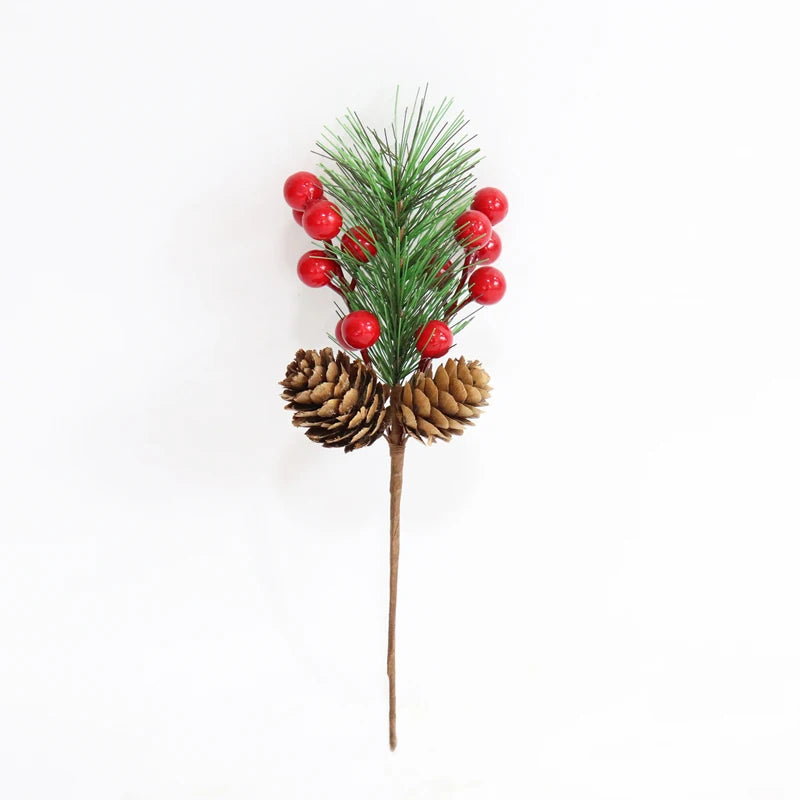 Christmas tree branches, holiday decorations, pine cones,Green9