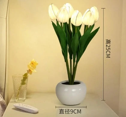 Desk Light Romantic Home Decor Rechargeable 5V Battery Lamp Bedroom 2025 New LED Tulip Table Bedside Night Simulation Flower 32
