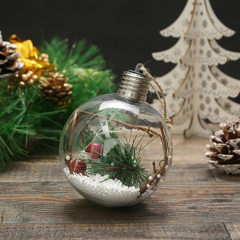 LED Light Christmas Tree Hanging Decoration Set Glass Material Christmas Ball for Party Decorations Festive Christmas Party