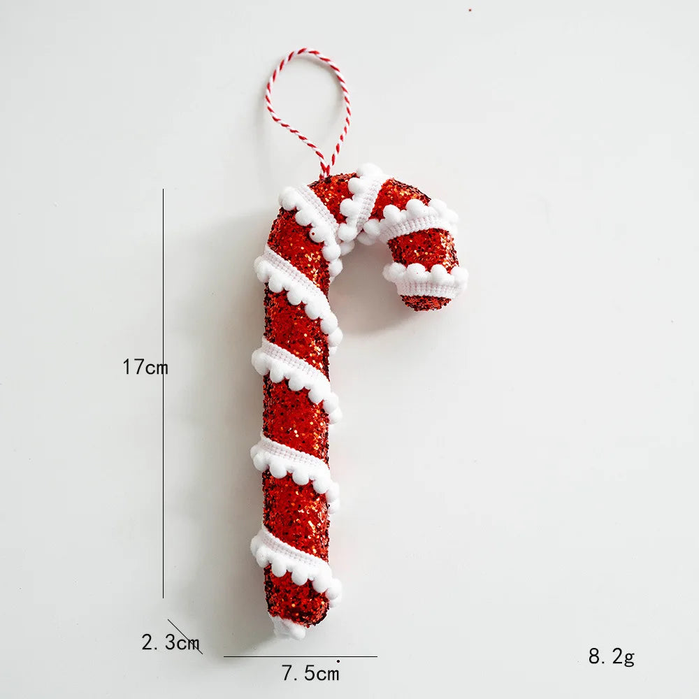 Plush cane candy Christmas tree ornament small size
