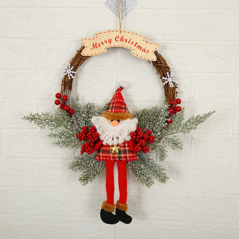 Pine Needle Xmas Garland Santa Claus