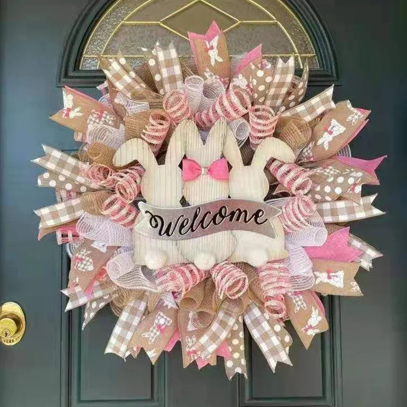 Easter Bunny Ornament Wreath Easter Egg Carrot Decoration 2023 Hot Sale Home Window Party