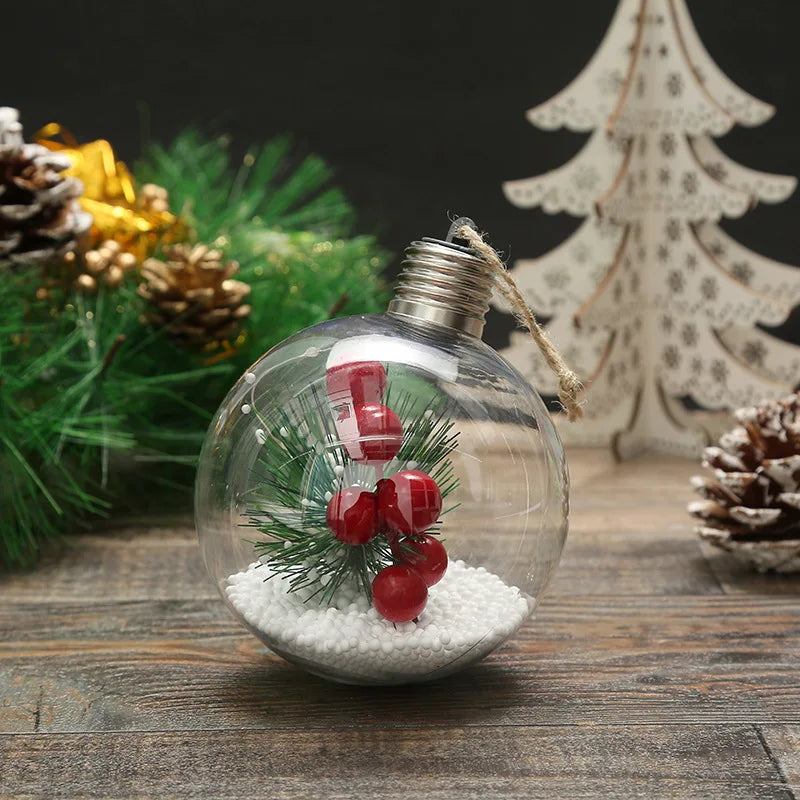 LED Light Christmas Tree Hanging Decoration Set Glass Material Christmas Ball for Party Decorations Festive Christmas Party