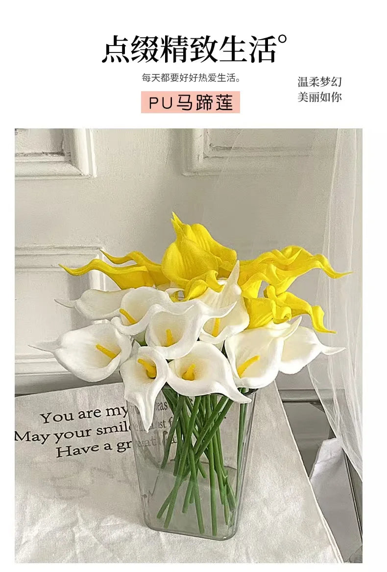 Delicate Soft Decorative Wedding New Year Decorations Home Table Items Silk Artificial Flowers Calla Lily