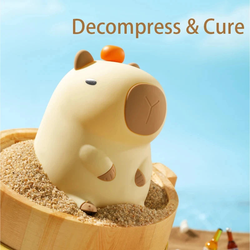 Cute Capybara Night Light Silicone Nightlamp USB Rechargeable Timing Lamp Patting Touch Control Led Lamp for Bedroom Living Room