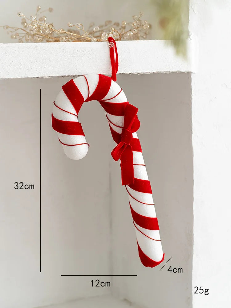 Plush cane candy Christmas tree ornament large size