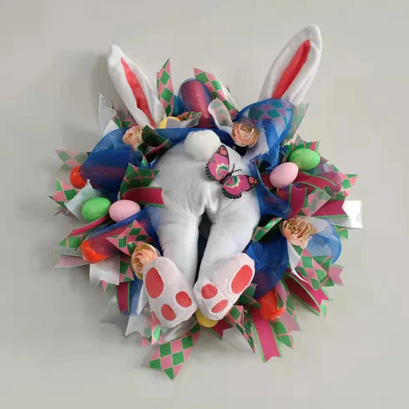 Easter Bunny Ornament Wreath Easter Egg Carrot Decoration 2023 Hot Sale Home Window Party