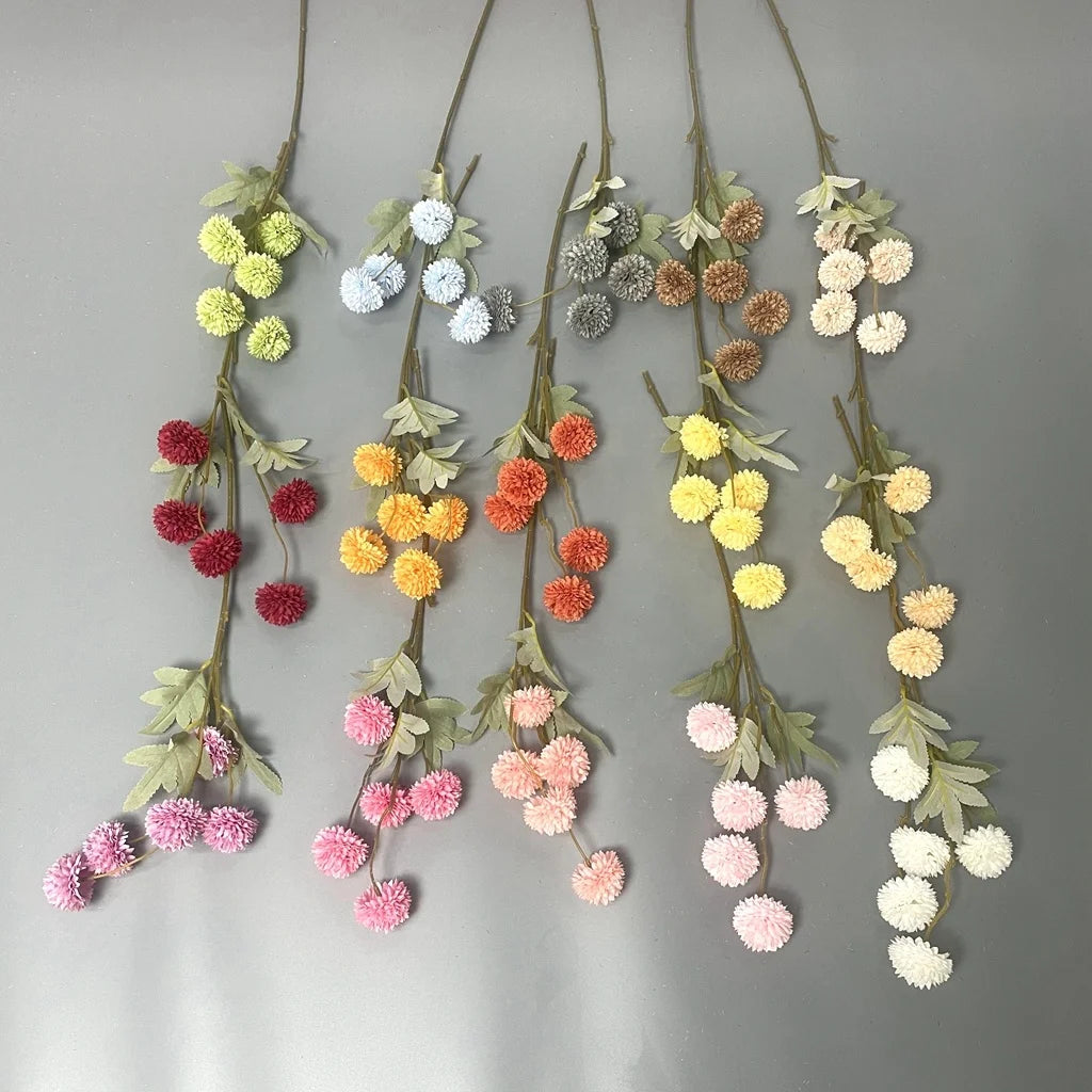 Decorative Wholesale Small Faux Pompon Chrysanthemum Dandelion Artificial Silk Kiku Flower