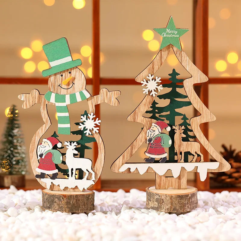 Manufacture Wooden Christmas Tree Indoor Christmas Decoration Xmas Gifts Table Centerpiece Wood Xmas Tree Decor