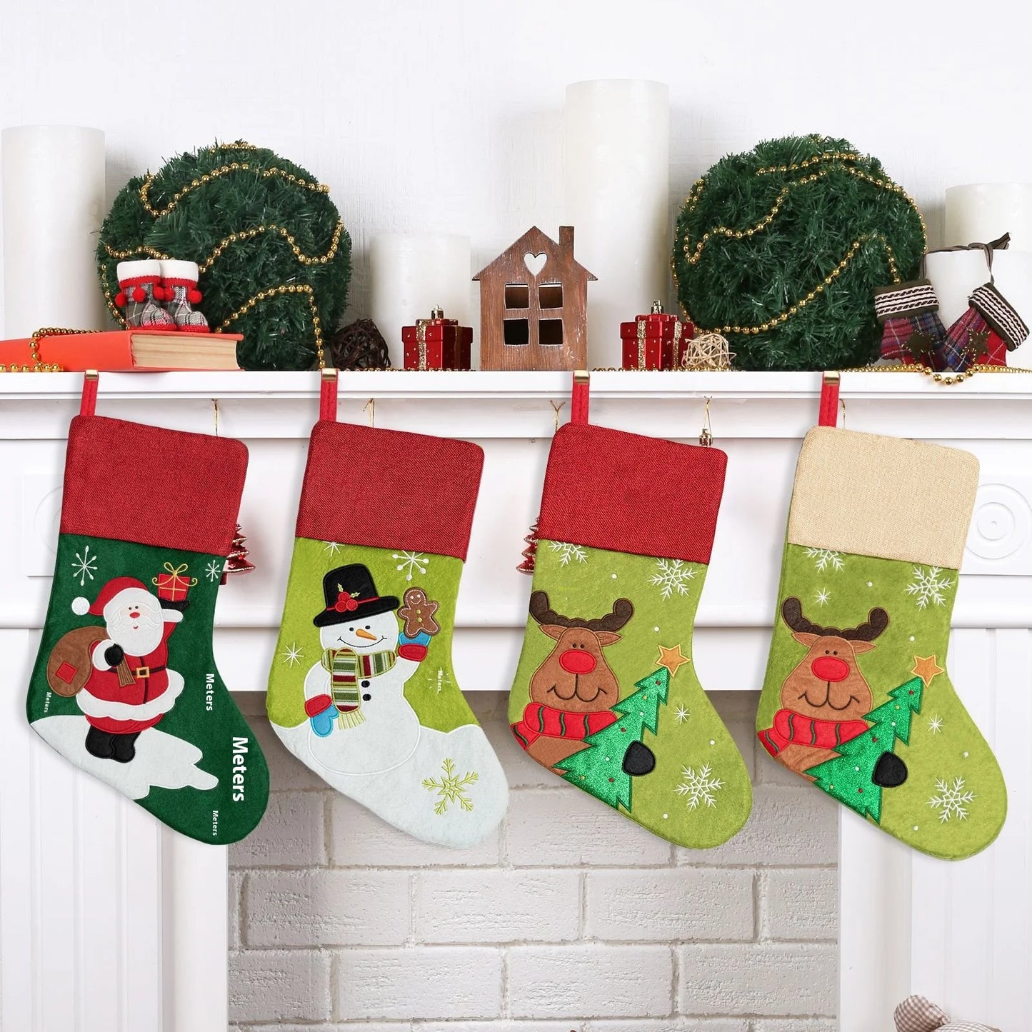 Cross-Border New Stock Christmas Decorations Sock-Shaped Santa Claus Gift & Candy Bags Tree Ornaments