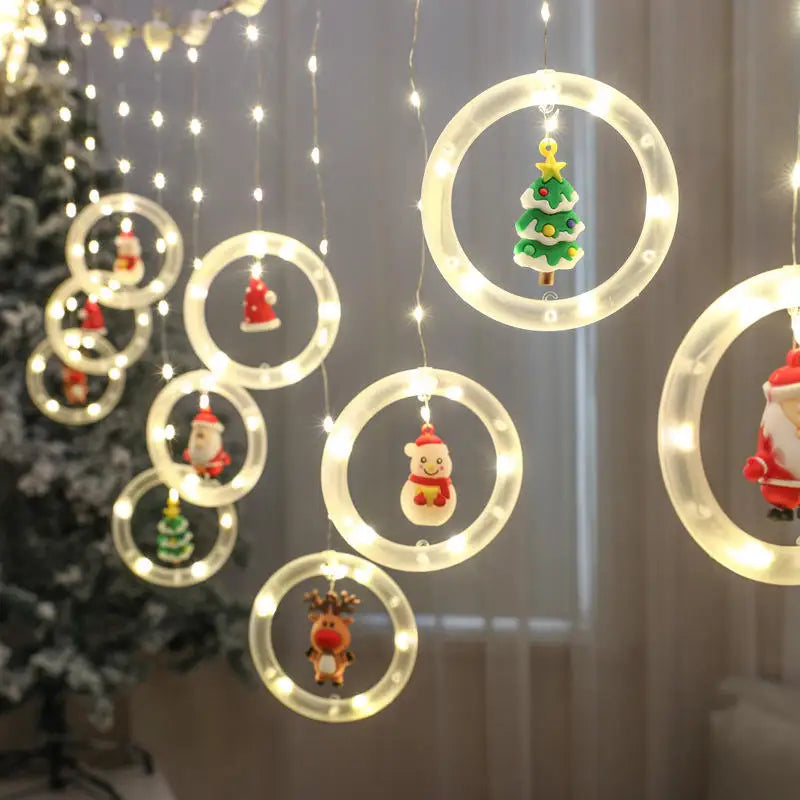 PVC LED Christmas Tree Lights Circular ornament Warm white light