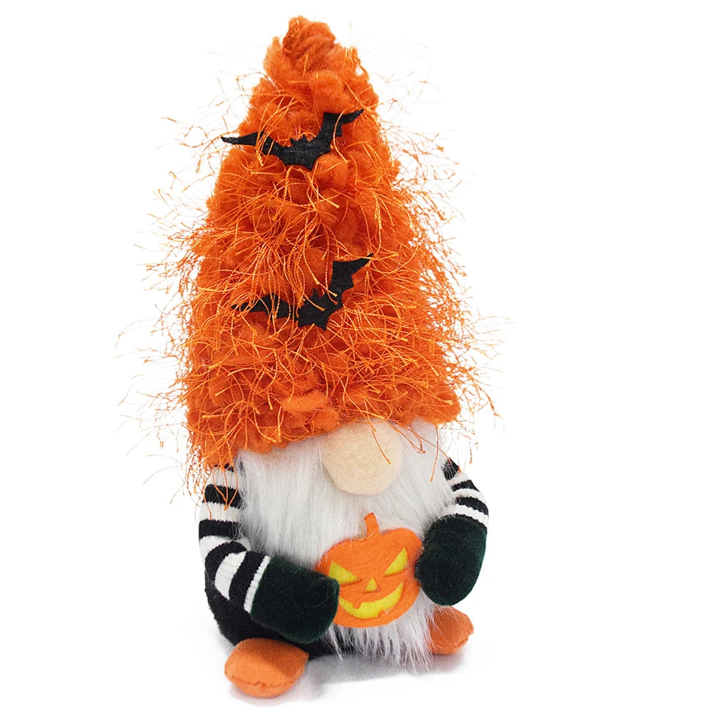 Boheng Handmade Halloween Pumpkin Bat Ornaments Swedish Tomte Nordic Plush Nisse Gonk Small Halloween Gnome Decorations