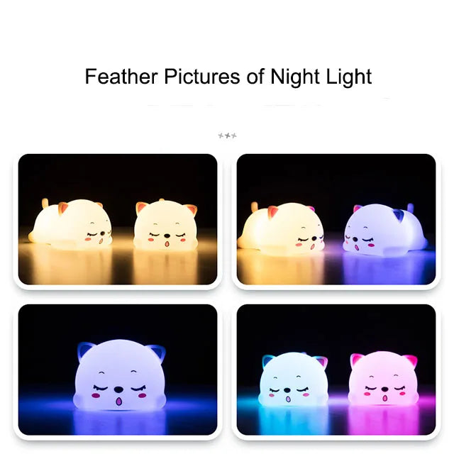 Children's Bedside LED Nightlight Colorful Soft Light Silicone Patting Lamp Birthday Gift Indoor Touch Control Night Light