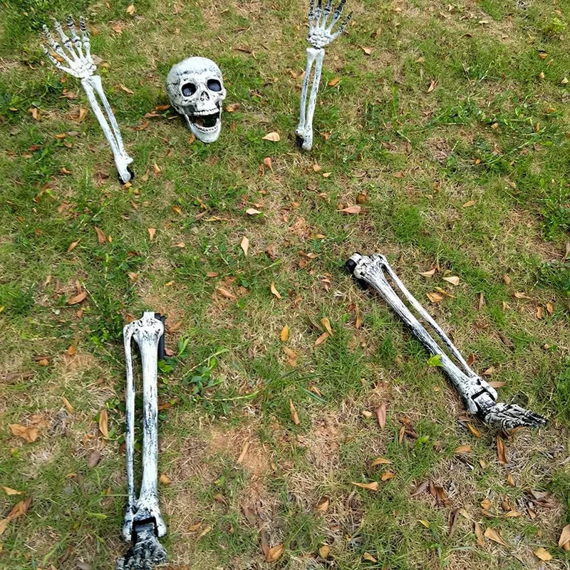 Halloween Party Horror Props Five-Piece Skeleton Head Ghost Simulator Child-Friendly Hot Selling Garden Ground Scene Decorations