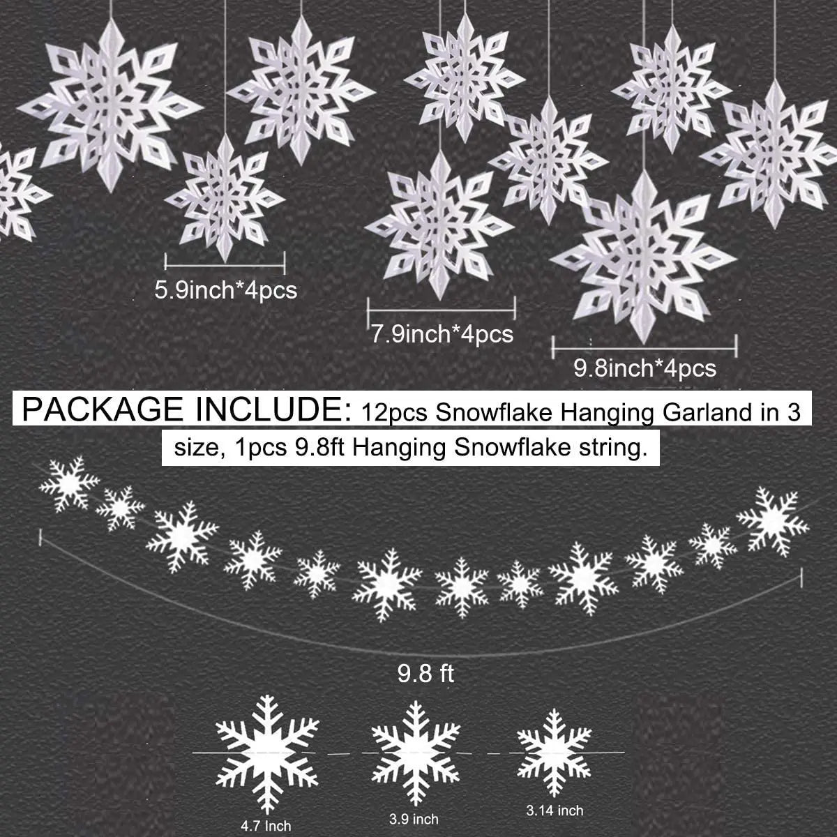 Christmas Hanging 3D Snowflake Decorations white