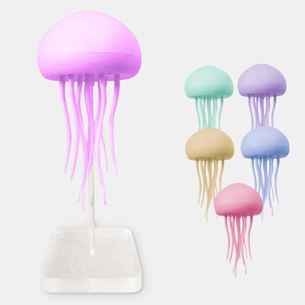 2025 Creative Home LED Night Light Dynamic Voice Control Jellyfish Color Changing Ambient Lamp Rechargeable