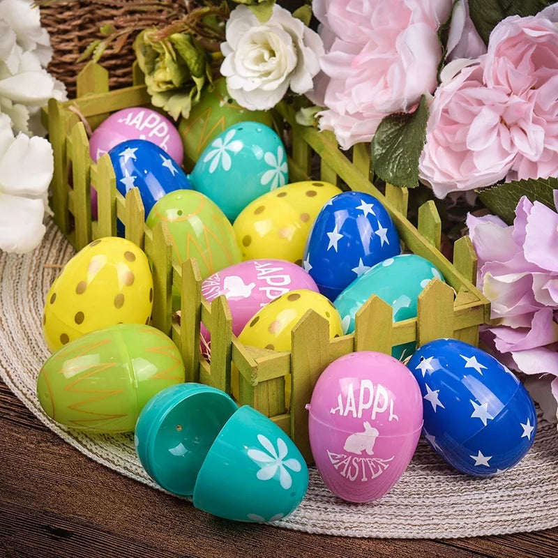 EAGLEGIFTS Happy Easter Decor Pink White Eggs Flowers Kids Gift Set Easter Decorative Ornament for Home Decoration