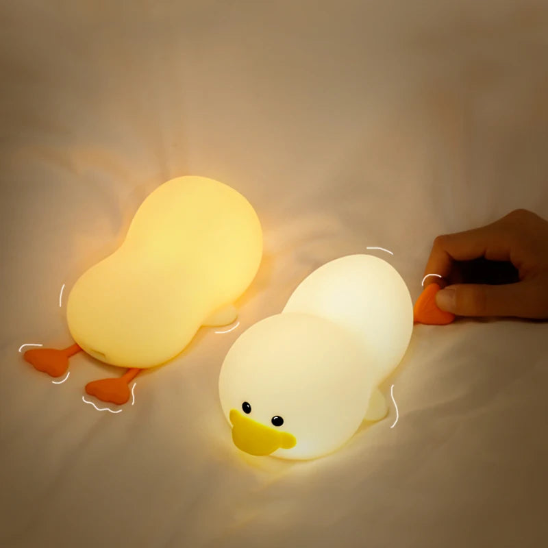 Creative Cartoon Children's Bedroom Bedside Lamp Silicone Lamp USB Charging Patting Duck Night Lamp