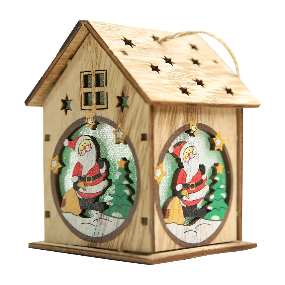 DIY Christmas Tree Ornament Home Decor Festival Decoration Wooden Christmas Decoration Supplies XMAS Christmas Lights
