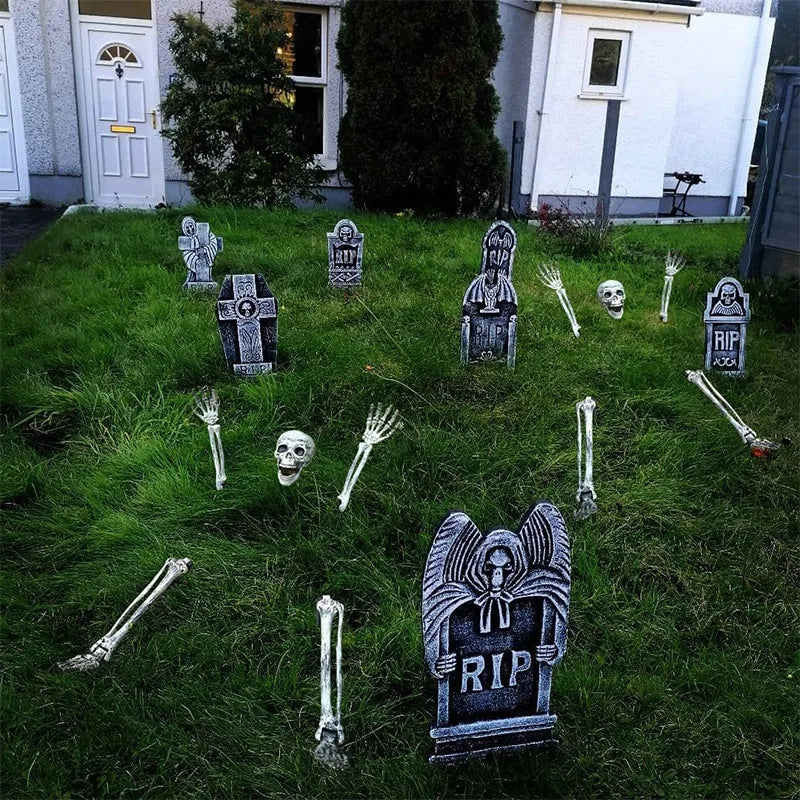 Halloween Party Horror Props Five-Piece Skeleton Head Ghost Simulator Child-Friendly Hot Selling Garden Ground Scene Decorations