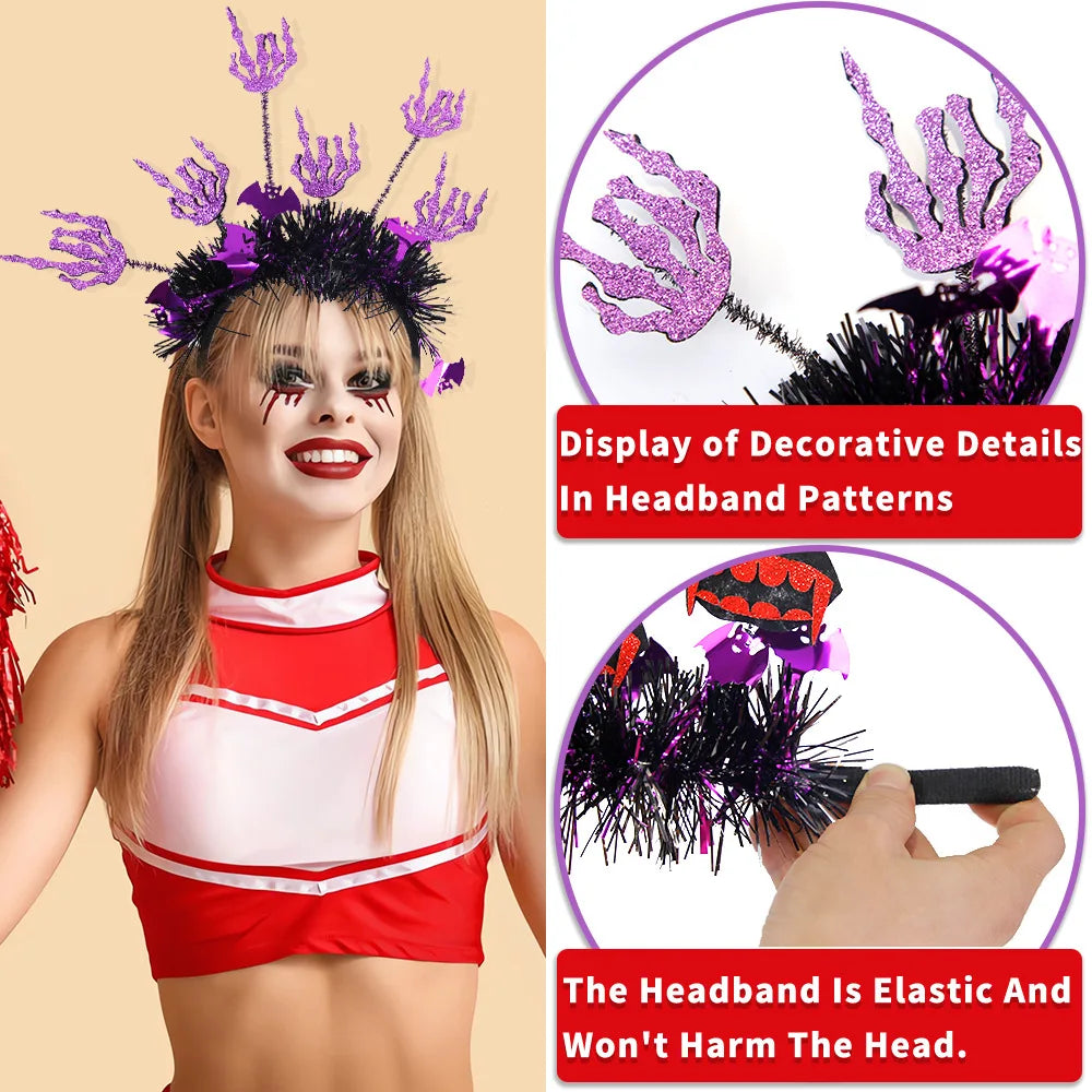 Halloween Pumpkin Vampire Spider Skulls Skeleton Hands Party Radial Hair Hoop