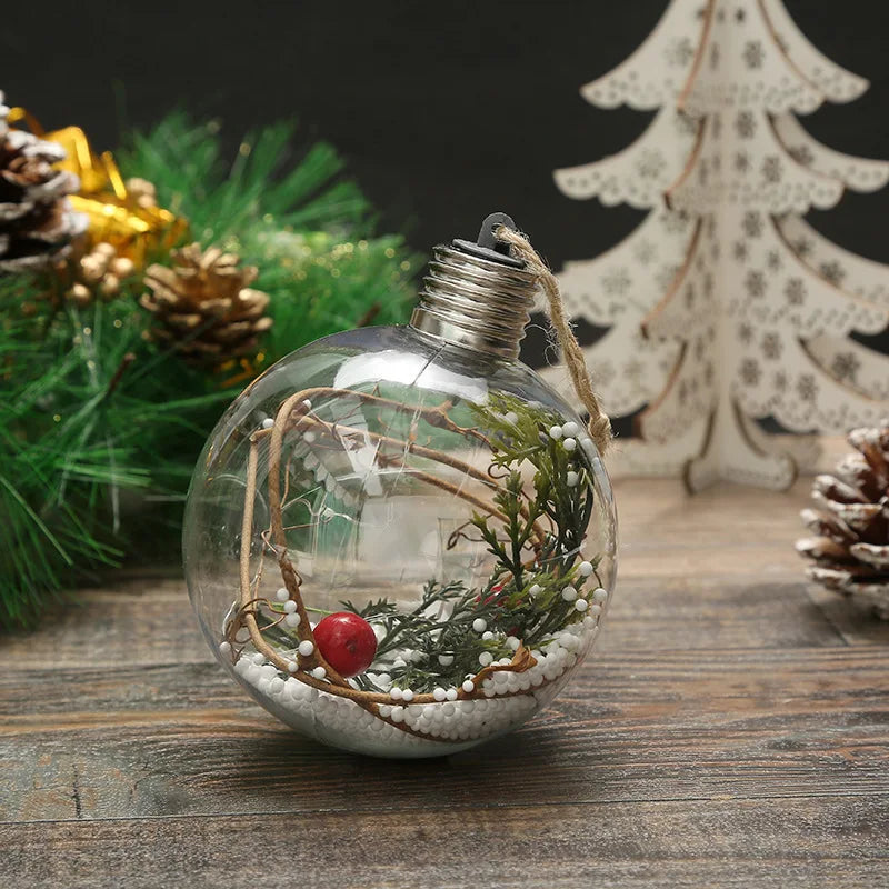 LED Light Christmas Tree Hanging Decoration Set Glass Material Christmas Ball for Party Decorations Festive Christmas Party