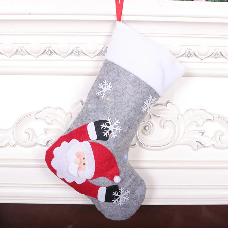 LED Christmas Ornaments & Stockings Set Holiday Family Party Home Decor; Christmas Decoration Supplies for Xmas Tree