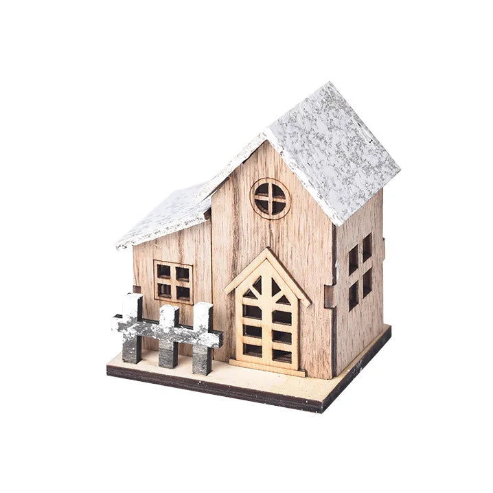 Christmas Decoration Light up Chalet wood white wholesale C