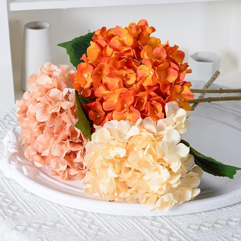High Single Artificial Hydrangea Flower Stem Wedding Other Events Artificial Flowers Real Touch White Hydrangea