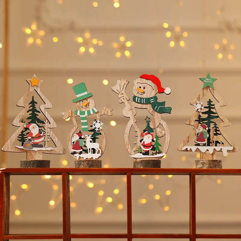 Manufacture Wooden Christmas Tree Indoor Christmas Decoration Xmas Gifts Table Centerpiece Wood Xmas Tree Decor