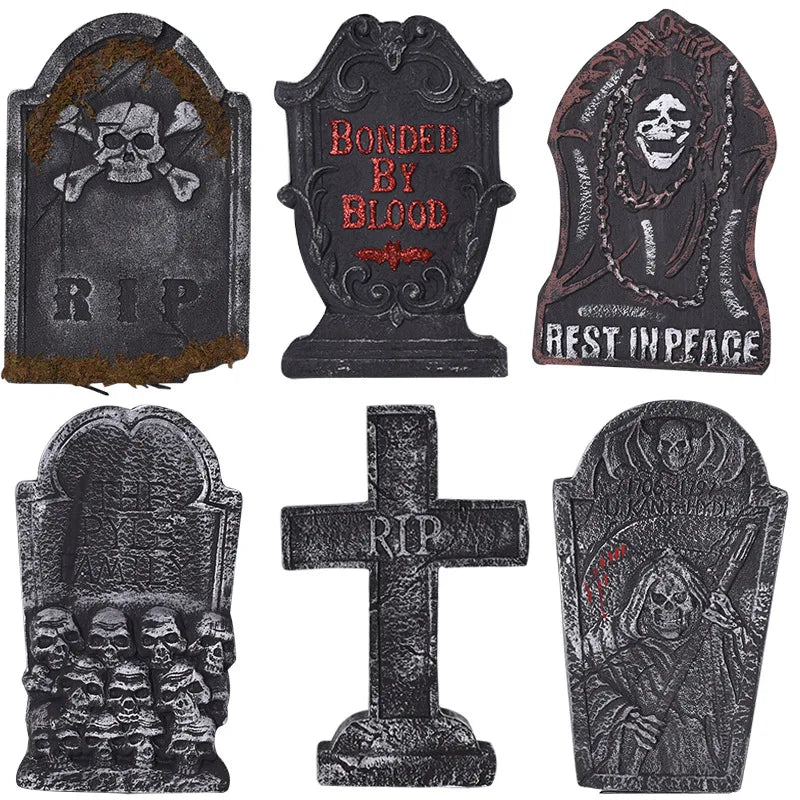 Realistic PVC Foam Skeleton Tombstones Halloween RIP Material Props