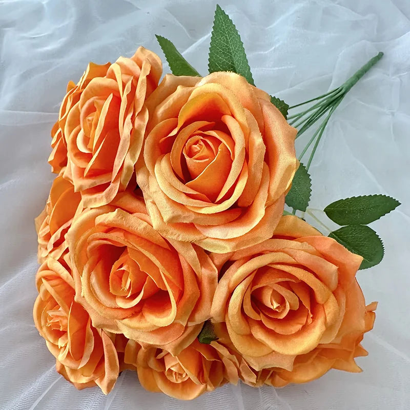 9-Head Pearl Rose Artificial Flower Wedding Arrangements High-End Ins Design Home Decor Simulated Roses