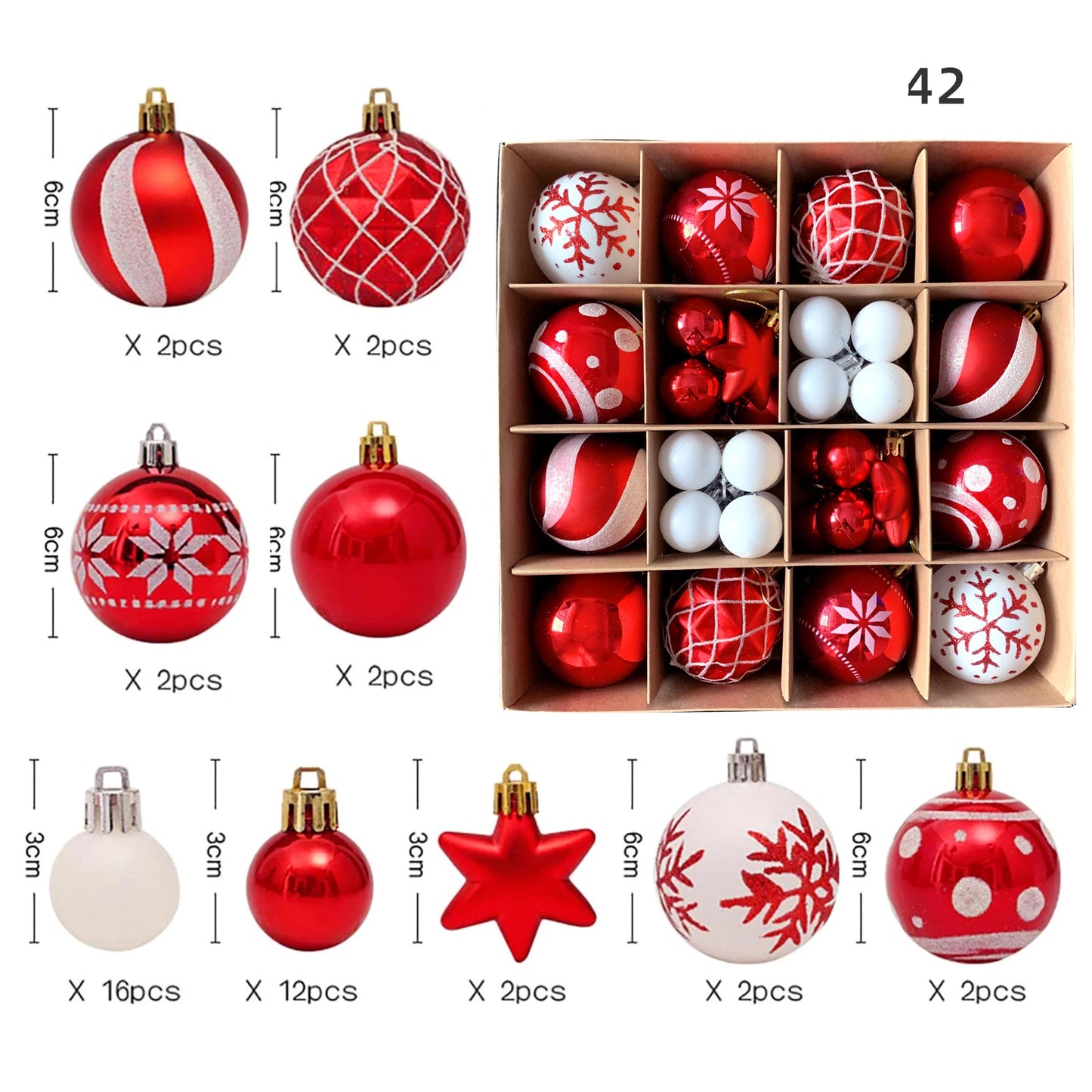 Christmas Tree Plastic Red Decorative Ball Set