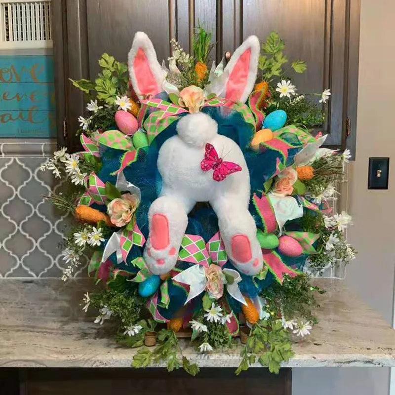 Easter Bunny Ornament Wreath Easter Egg Carrot Decoration 2023 Hot Sale Home Window Party