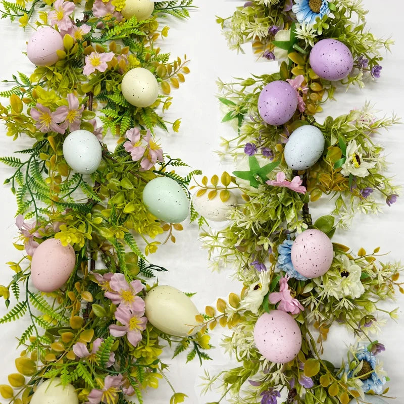 Artificial Vines Easter Garlands Mixed Colorful Flowers Easter Garlands for Front Door and Home Wall Decoration