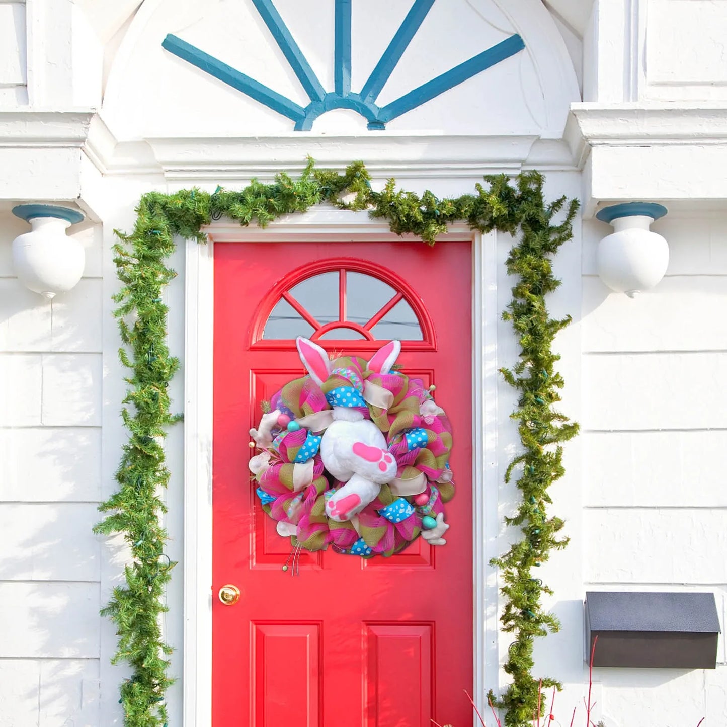 Dropship Easter Bunny Butt Thief With Ears Wreath Cute Cartoon Bunny Shape Ornaments Room Decoration