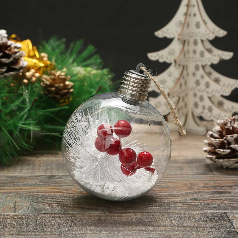 LED Light Christmas Tree Hanging Decoration Set Glass Material Christmas Ball for Party Decorations Festive Christmas Party
