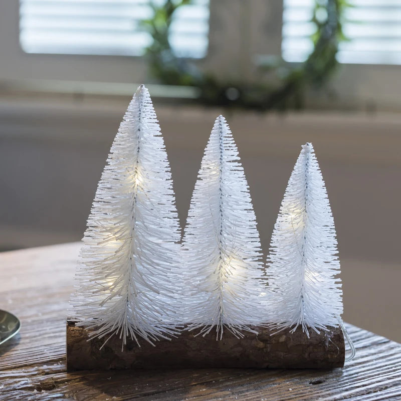 Wood Christmas Tree Led Light 3 Tree Small Wooden Christmas Needle Tree with Led Lights Included