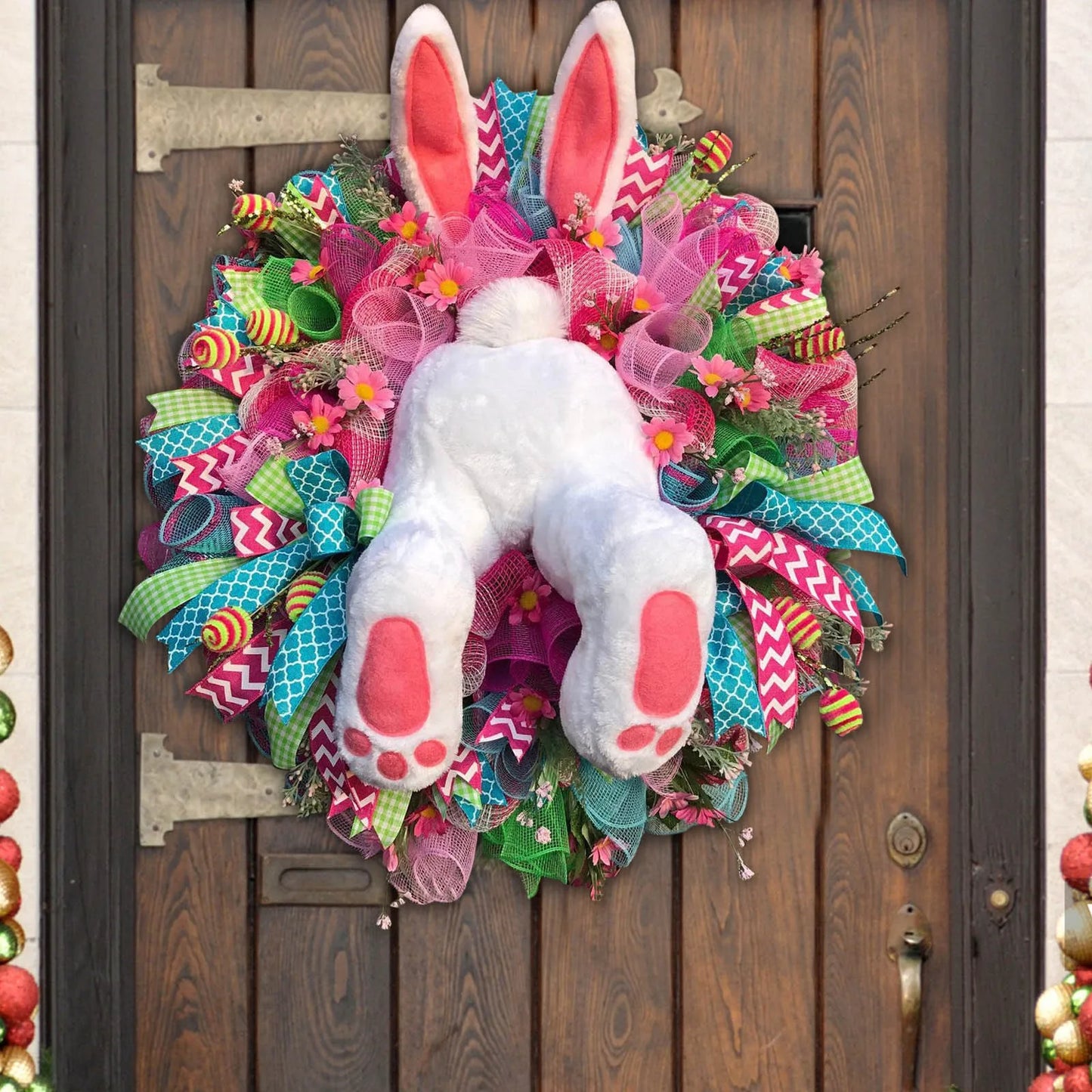 Dropship Easter Bunny Butt Thief With Ears Wreath Cute Cartoon Bunny Shape Ornaments Room Decoration
