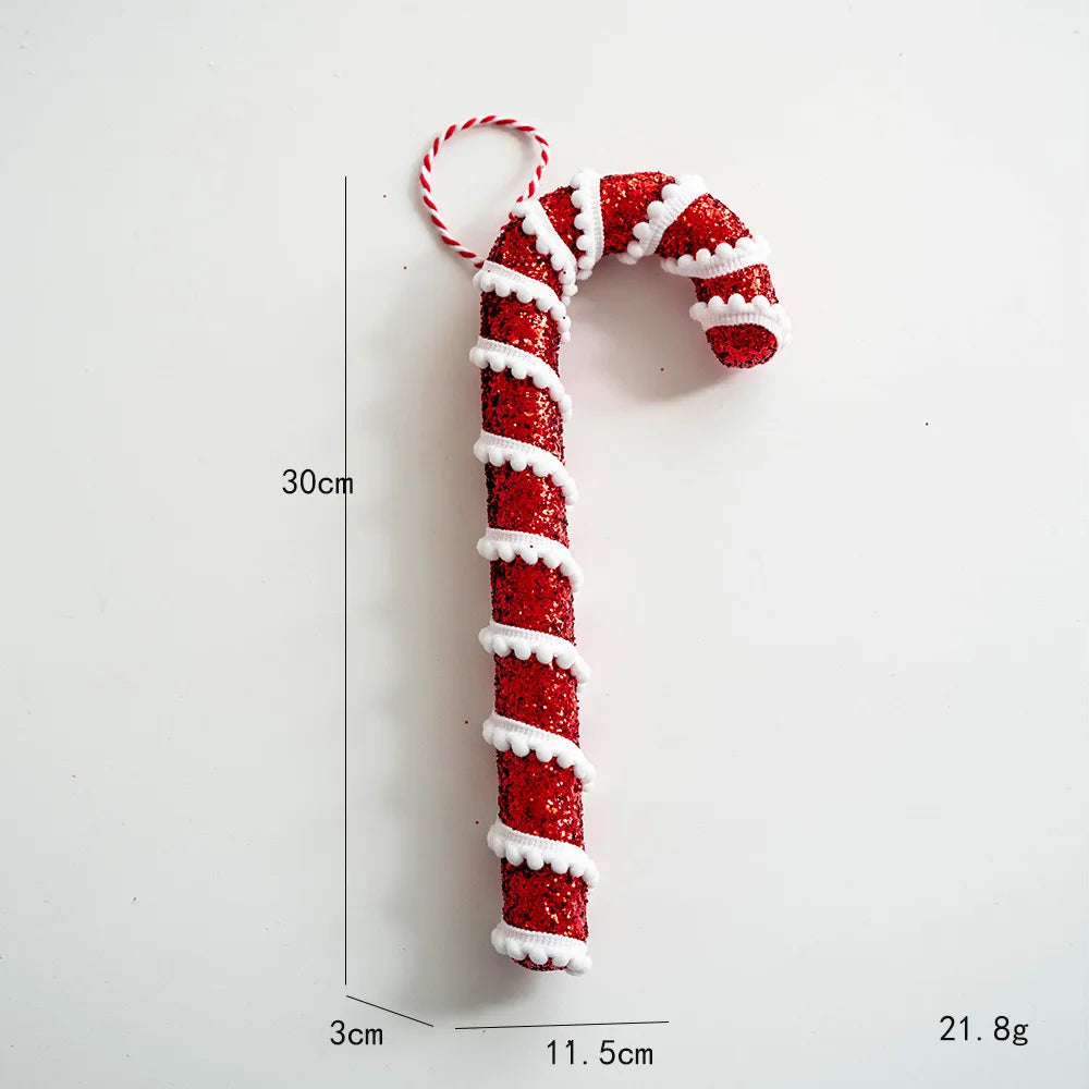 Plush cane candy Christmas tree ornament medium