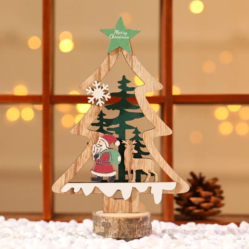 Manufacture Wooden Christmas Tree Indoor Christmas Decoration Xmas Gifts Table Centerpiece Wood Xmas Tree Decor