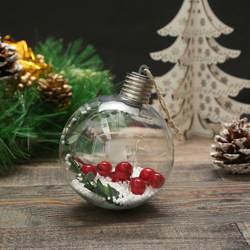 LED Light Christmas Tree Hanging Decoration Set Glass Material Christmas Ball for Party Decorations Festive Christmas Party