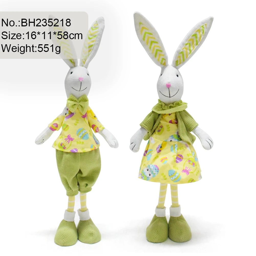 23 Inch Handmade Easter Day Party Home Ornament Rabbits Stuffed Doll Gifts Standing Green Cute Easter Bunny Decorations
